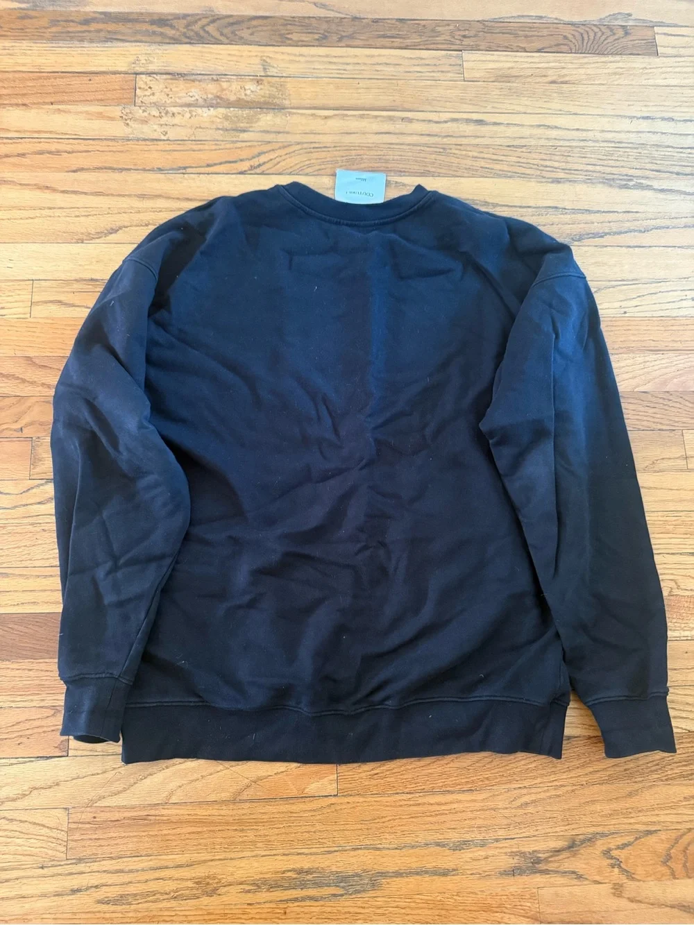 Moschino Milano Black Crewneck Sweatshirt with Blue and White Logo